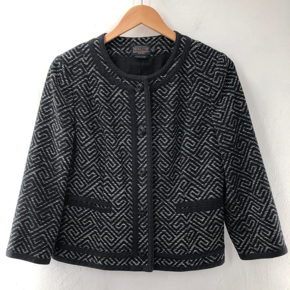 Pendleton Amanda Print Blazer Jacket 3/4 Sleeve S… - image 1